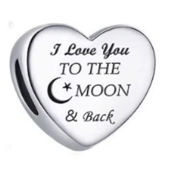 💜 Sterling Silver I Love You To The Moon And Back Charm - Picture 1 of 7